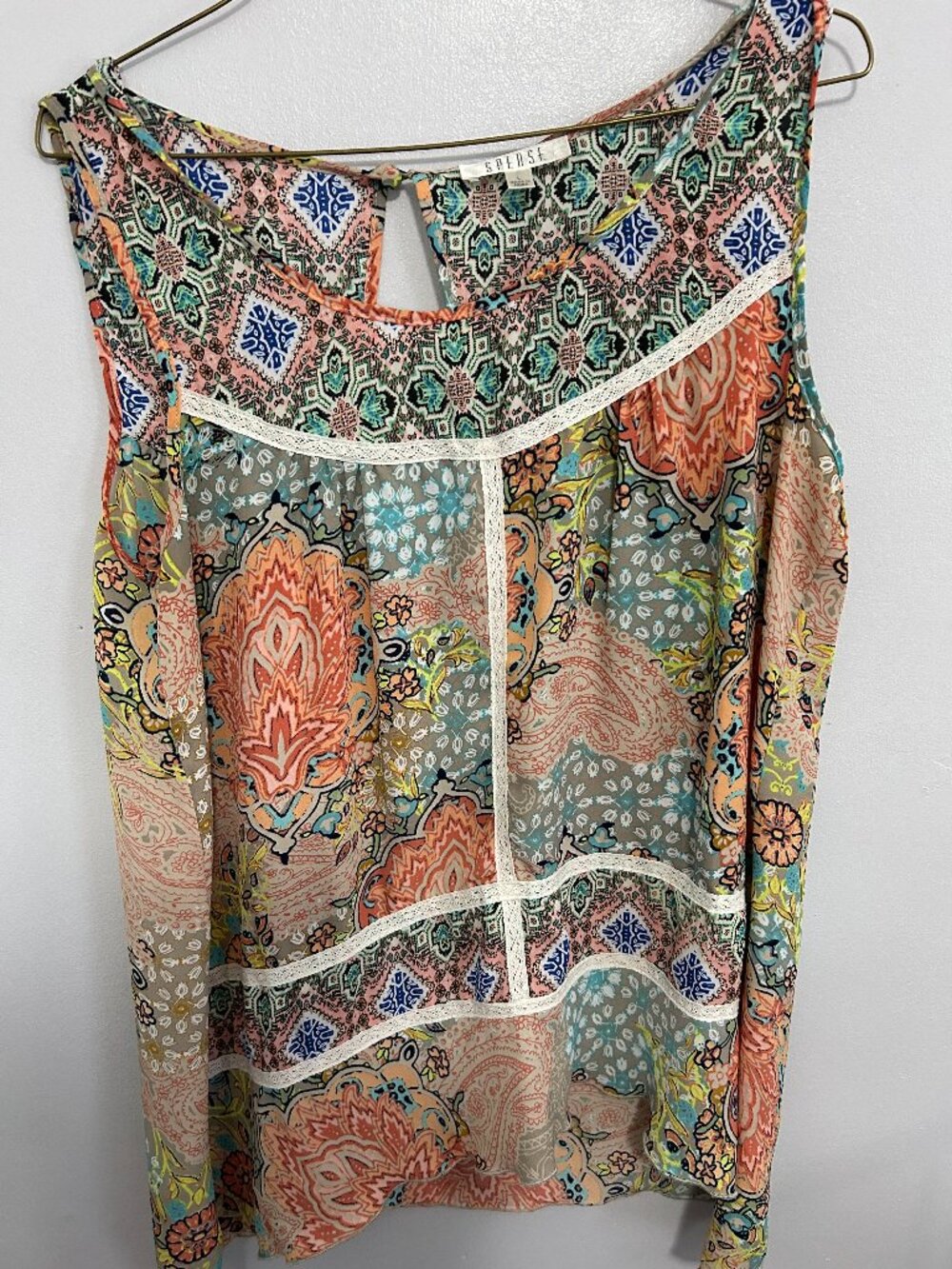 Spense Popover Shark Bite Tunic Blouse- Size Large
